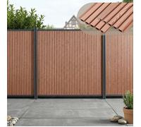 Clôture pare-vue Grassano en WPC 185 x 180 cm marron structuré gris anthracite