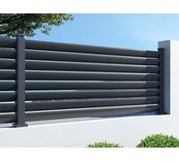 Clôture persiennée à poser en aluminium - H80 x L178 cm - gris anthracite - BAROMA