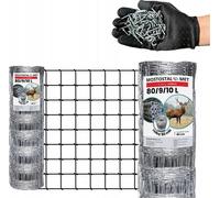 Clôture pour gibier Maillage noué - galvanisé Clôture forestière - Filet de clôture de jardin - 80/9/10 L - 50 m - Résistant aux intempéries - Œillets carrés - Résistant aux intempéries