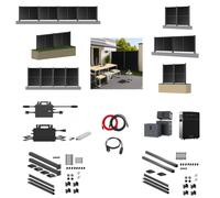 Clôture solaire Centrale électrique verticale pour balcon avec pied, y compris 2 modules 1722mm, avec onduleur PV 800W