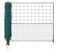 Clôture temporaire avec poteaux, clôture en filet plastique de 1,25 x 25 m, filet de sécurité pour jardin avec piquets à double pointe et cordes de haubanage, clôture temporaire pour chiens, poules, p