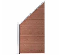 Clôture WPC 95 x 105-180 cm marron - Clôture de jardin en bois et plastique comme brise-vue - Grain de bois d'un côté - Côté normal - Système modulaire avec profil supérieur en aluminium - Avec