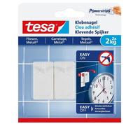 Clou adhésif pour carrelage et métal - TESA - 77762-00000-00-8 - Charge 2 kg - Amovible & réutilisable - Lot 2 vis + 3 strips