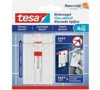 tesa Clou Adhésif Ajustable pour Carrelage & Métal 4kg - Clou Autocollant pour Surfaces Lisses et Solides dans les Salles de Bains et Cuisines - Clou Adhésif Ajustable pour une Capacité de 4 kg
