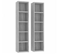 CLOUD Armoires à CD Armoire de rangement - bibliothèque 2 pcs Sonoma gris 21x16x93,5 cm Bois d'ingénierie CHYNEW9656773
