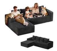 Cloud Canapé modulaire moderne en forme de L avec assise profonde, tissu en velours côtelé, pas de montage nécessaire, canapé de sol réversible pour appartements et salons Taille unique