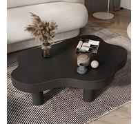 Cloud Irregu Table basse ronde moderne en bois massif avec 3 pieds pour décoration de salon et chambre à coucher, noir, 99,1 x 71,1 x 40,6 cm