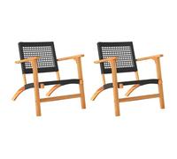 CLOUD*NEW Chaises de jardin - lot de 2 noir résine tressée et bois d’acacia LLL164