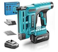 Cloueuse Electrique Sans Fil 2 en 1 Agrafeuse Electrique Compatible avec Makita 18V Batterie avec 1 batterie de 4,0 Ah, 1000 clous et 1000 agrafes pour le bois, le bricolage et le rembourrage