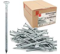 Clous, 2.5x40mm, 5kg, 2600 pcs., Clou double pointe nervuré pour charpente | Clou acier pour bois, construction, Clous béton