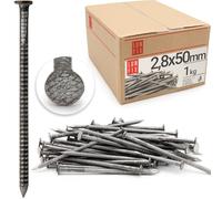 Clous 2.8x50mm 1kg 370 pcs. | Clou double pointe nervuré pour charpente, menuiserie, toiture | Clou acier pour bois, construction | Clous béton Lun Fix