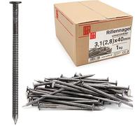 Clous 3.1x40mm 1kg 370 pcs. | Clou double pointe nervuré pour charpente, menuiserie, toiture | Clou acier pour bois, construction | Clous béton Lun Fix