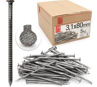 Clous 3.1x80mm 5kg 975 pcs., menuiserie, toiture, Clous béton | Clou double pointe nervuré pour charpente, Clou acier pour bois, construction