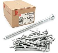 Clous 4.0x80mm 1kg 120 pcs., menuiserie, toiture, Clous béton | Clou double pointe nervuré pour charpente, Clou acier pour bois, construction