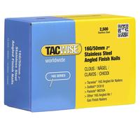 Clous de finition en acier inoxydable, calibre 16, longueur 50 mm, angle de 20°, boîte de 2500 pièces