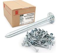 Clous de toiture galvanisés 3x30mm - boîte 1kg (env.450 pcs), clou feutre bitumé, shingle, pointe pour toit cabane, abri jardin, maison bois, clous vis et fixations | Lun Fix