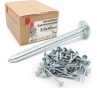 Clous de toiture galvanisés 3x40mm - boîte 1kg (env.440 pcs), clou feutre bitumé, shingle, pointe pour toit cabane, abri jardin, maison bois, clous vis et fixations | Lun Fix