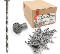 Clous torsadés 2.8x50mm 5kg 1925 pcs., Clou acier torsadé menuiserie | Clou spiralé pour construction bois, toiture, palettes, Clous galvanisés