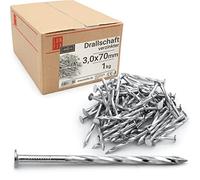 Clous torsadés 3.0x70mm 1kg 250 pcs. | Clou spiralé pour construction bois, toiture, palettes | Clou acier torsadé menuiserie | Clous galvanisés Lun Fix