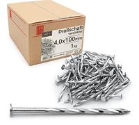 Clous torsadés 4.0x100mm 1kg 100 pcs. | Clou spiralé pour construction bois, toiture, palettes | Clou acier torsadé menuiserie | Clous galvanisés Lun Fix