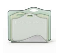 CLOVE Lot de 3 Planche a Decouper Plastique avec Support sur Plan de Travail, 29X22, 26X19, 23X16cm Ensmeble de Petit Planche à Découper Cuisine avec Etui, Sans BPA Lave-Vaisselle, Code Couleur Verte