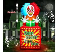 Clown gonflable avec musique, 2 mètres de haut, éclairage LED, décoration d'Halloween