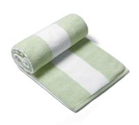 CLOWOOD Serviette de Plage surdimensionnée en Peluche - Coton 102 x 183 cm Grande Herbe épaisse Serviette de Bain de cabane à Rayures Vertes