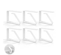 Cloxtralon Pince Nappe Table 6 pièces en Acier Inoxydable 7 cm - Pinces pour Nappe de Table Robustes et élégantes pour Table à Manger, Pique-Nique, fête, Mariage et événements spéciaux (Blanc)