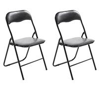 CLP 2 x Chaise De Cuisine Pliable Felix I Chaise Visiteur Pliable avec Pieds en Métal I Chaise Salle De Conférrence Confortable Et Pratique | Couleur Noir/Noir