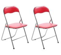 Lot de 2 chaise clp en metal pliable interieur H. 78 cm gris Rouge / Argent G