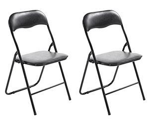 CLP 2 x Chaise De Cuisine Pliable Felix I Chaise Visiteur Pliable avec Pieds en Métal I Chaise Salle De Conférrence Confortable Et Pratique | Couleur Noir/Noir