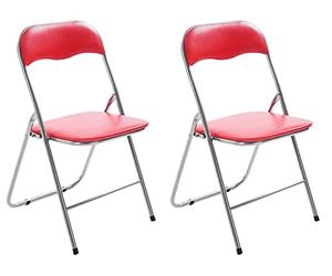 CLP 2 x Chaise De Cuisine Pliable Felix I Chaise Visiteur Pliable avec Pieds en Métal I Chaise Salle De Conférrence Confortable Et Pratique, Couleur:Rot/Silber