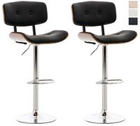 CLP 2 x Tabourets De Bar Sarnia I Assise Ergonomique en Bois Revêtement en Similicuir I Chaise Haute De Cuisine avec Repose-Pied I Réglable, Couleur:Noyer/Noir