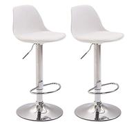 CLP Tabouret de bar Kiel – similicuir & coque plastique – Blanc/Chrome – Lot de 2