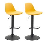 CLP 2X Tabouret De Bar Design Kiel Assise Similicuir I Chaise De Bar avec Dossier Plastique Repose-Pied I Tabouret Ergonomique Hauteur Réglable, Couleur:Jaune, Couleur du Cadre:Noir