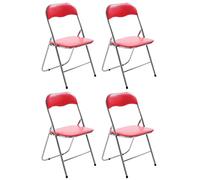 CLP 4 x Chaise De Cuisine Pliable Felix I Chaise Visiteur Pliable avec Pieds en Métal I Chaise Salle De Conférrence Confortable Et Pratique, Couleur:Rot/Silber