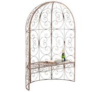 CLP Tonnelle Murale Rosie en Fer Forge, Demi-tonnelle Semi-Circulaire avec Banc Style Art Nouveau, Treillis pour rosiers et Plantes grimpantes, Couleur:Marron Antique