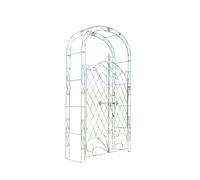 CLP Arche à rosiers en fer Melissa avec porte – H 150 cm / hauteur totale 220 cm – Vert antique