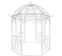CLP Arche de Jardin avec Pavillon LEILA Rond Ø 229 cm, Arche de Jardin en Métal. Arche à Rosiers en Fer avec un beau design, Hauteur: 313 cm, Arceau à Rosier, Pavillon de Jardin en fer forgé, 6 Couleurs au Choix blanc