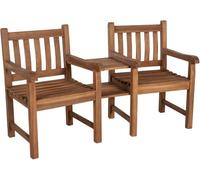 CLP Banc de Jardin Briony 2 Places en Teck avec Table, résistant aux intempéries, Ensemble Banc et Fauteuil pour Balcon ou Jardin Couleur Teck