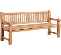 Banc en teck CLP Jackson V2 : banc de jardin avec dossier, résistant aux intempéries, solide, en teck massif, dimensions : 200 cm
