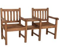 CLP Banc de Jardin Lior 2 Places avec Table integree, Banc et Fauteuil en Teck, Resistant aux intemperies, pour Balcon ou Jardin Couleur Teck