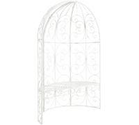 CLP Banc De Jardin Rosie Demi-Cercle I Banquette 2 Places avec Arche A Rosiers en Métal Stable I Demi-Gloriette pour Plantes Grimpantes, Couleur:Blanc Antique