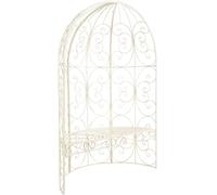 CLP Banc De Jardin Rosie Demi-Cercle I Banquette 2 Places avec Arche A Rosiers en Métal Stable I Demi-Gloriette pour Plantes Grimpantes, Couleur:crème Antique