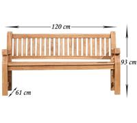 CLP Banc en teck Jackson, Couleur:teak, Taille:120 cm