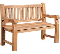 CLP Banc en Teck Jackson V2 I Banc en Bois résistant aux intempéries avec Dossier I Banc de Jardin Stable en Teck Massif, Couleur:Teck, Taille:120 cm