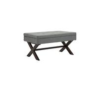 CLP Banquette Namaro en Tissu avec espace de rangement Pieds Bois de caoutchouc , Gris/Antique