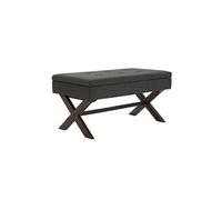 CLP Banquette Namaro en Tissu avec espace de rangement Pieds Bois de caoutchouc , Gris foncé/Antique