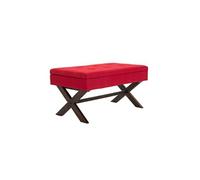CLP Banquette Namaro en Tissu avec espace de rangement Pieds Bois de caoutchouc , Rouge/Antique