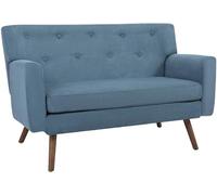 CLP Canapé 2 Places Kioni en Velours côtelé, Confortable pour Salon, Rembourrage Moelleux, Pieds en Bois d'hévéa, Charge Max. 240 kg | Couleur Bleu